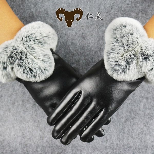 

bkd touch screen men' warm and three rib autumn gloves and winter warm leather three rib plush fashion mittens imitation leather glove, Blue;gray