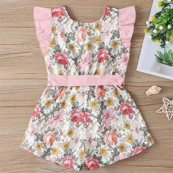 

pink printed girl's jumpsuit, White