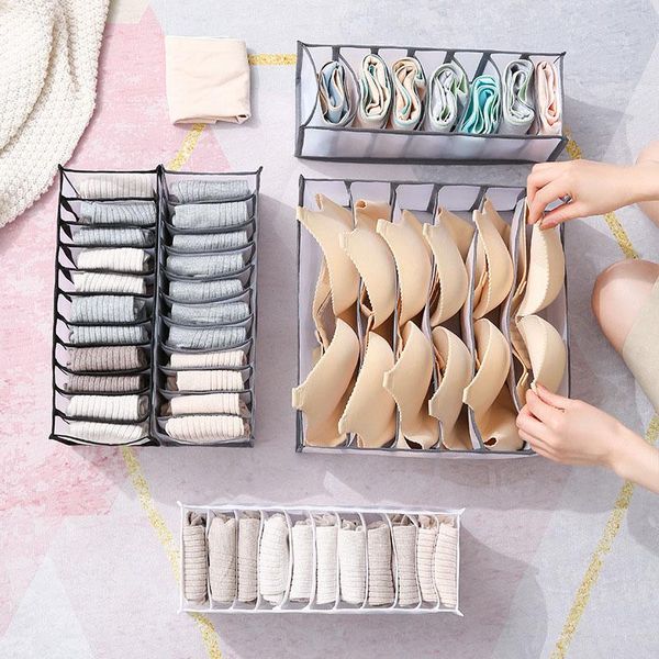 

storage drawers household solid color box folding socks bra underwear bag multiple grids d6