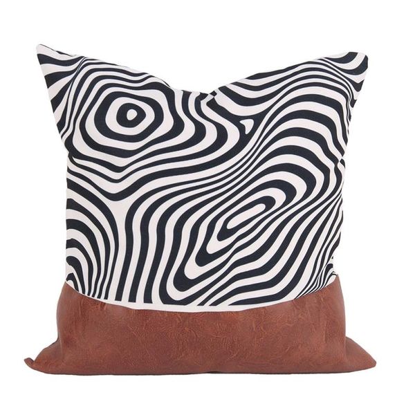 

cushion/decorative pillow pu leather canvas stripes stitching pillowcases decoration cushions covers for sofa bed car seat throw pillows