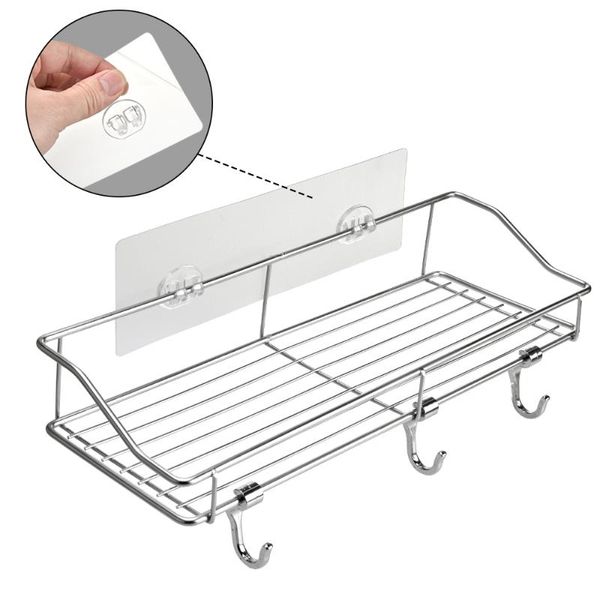 

hooks & rails punch-silvery home kitchen wall hanging shelves no rusting bathroom storage racks