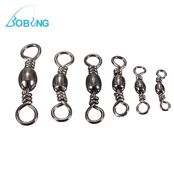 

fishing hooks bobing 100pcs/lot barrel swivel solid rings connector 3#/4#/6#/8#/10#/12# tackle accessories boxes tool