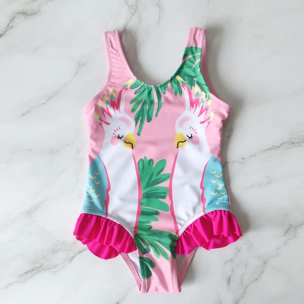 

lace children's girl's swimsuit parrot print better sale, White;black