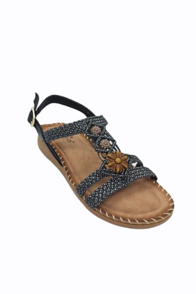 

sandals orthopedic women black beads embellishment