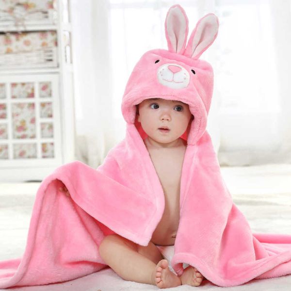 Kaninchen Cartoon geboren Baby Handtuch Bad weiche Flanell Robe waschen Toalla Kinder s 210728