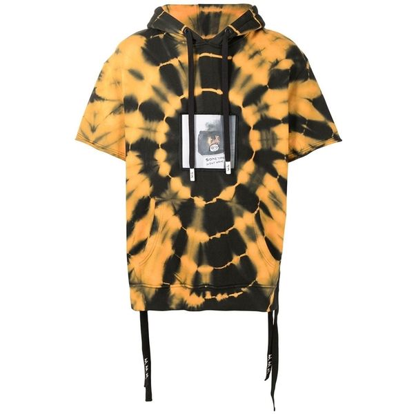 

haculla men's tie dyed short sleeve hoodie, Black