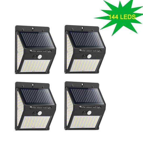 

solar lamps light outdoor 144 100 led lamp pir motion sensor wall waterproof powered for garden decoration.