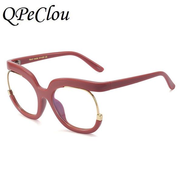 

vintage oversized square anti-blue glasses frame women fashion unique optical transparent eyeglasses female oculos feminino sunglasses frame, Black
