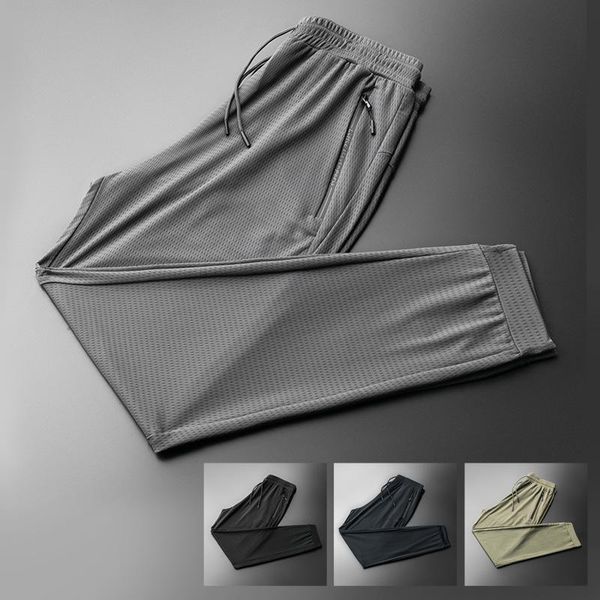 

men's pants casual loose 2021 summer thin air conditioning korean fashion sports ice silk, Black