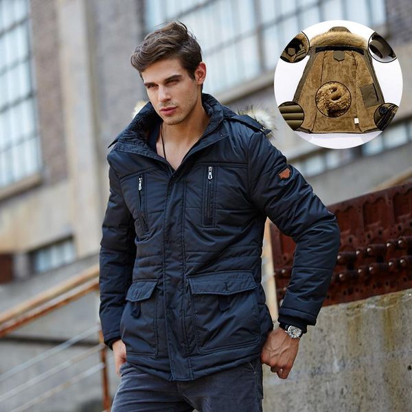 

men's jackets hcxy 2021 winter jacket mens thick warm parka men coat male casual fur hooded size velvet 5xl delivery, Black;brown