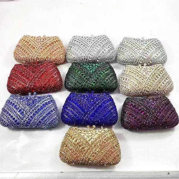 

evening bags 2021 arrival diamond blue/silver/purple 10 colors clutch bag crystal wedding purse xiyuan womenparty prom clutches