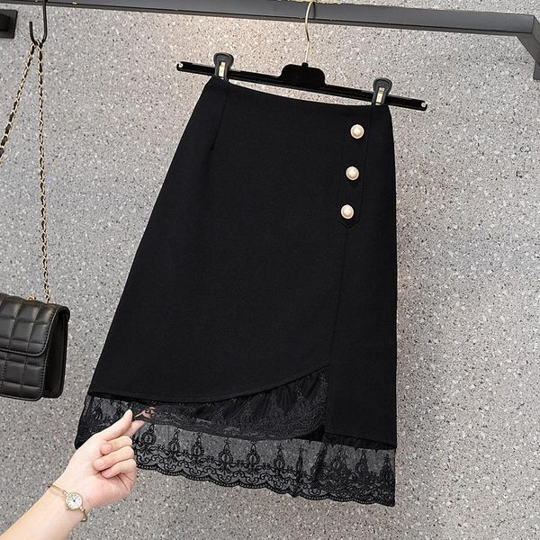 

black lace mini plus size oversized 5xl large korean fashion high-waisted vintage summer women's clothing skirt vetement 2021 skirts