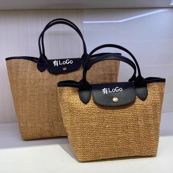 

designer longxiang straw woven large head leather hand-held dumpling rattan shopping women's bag