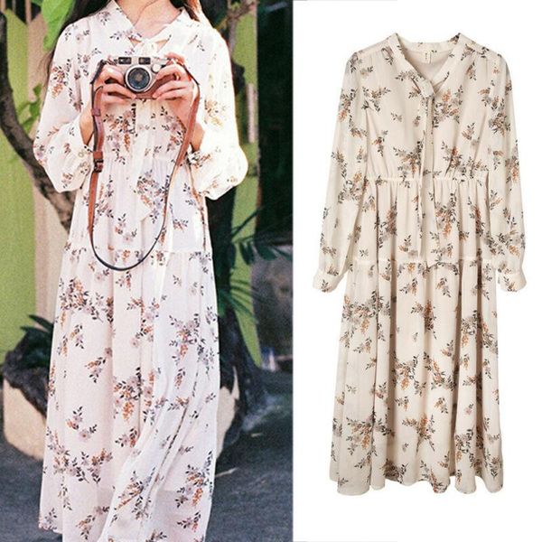

casual dresses boho women dress fashion loose v-neck floral ladies party beach long maxi, Black;gray