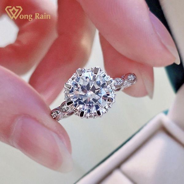 

wong rain 925 sterling silver created moissanite diamonds gemstone engagement personality vintage rings fine jewelry wholesale cluster, Golden;silver