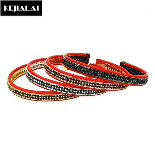 

anil arjandas men bracelet red leather bangle with double lines black zircon jewelry for women adjustable open cuff1