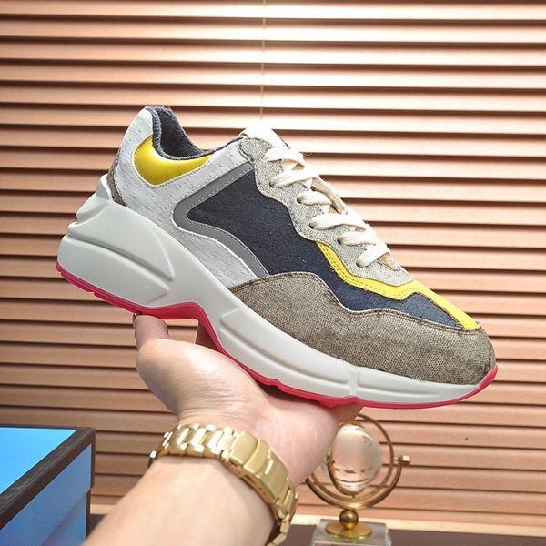

design rhyton sneakers three-color sneaker retro luxury shoes designer, Black