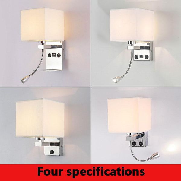 

american fabric art simple personality el bedroom reading bedside lamp 12w usb rechargeable flat cell phone ac 85-265v wall