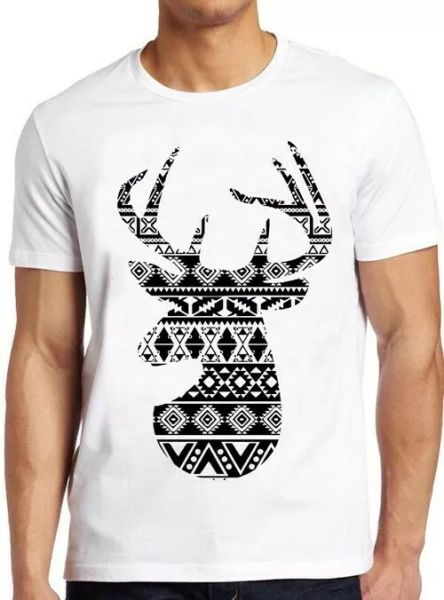 

aztec deer vintage stag design cool tee t shirt 4017, White;black