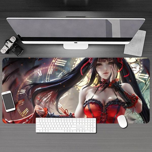 

mouse pads & wrist rests large anime girl rubber durable deskmousepad hd printing computer gamers lock edge pad xxl90x40cm keyboard