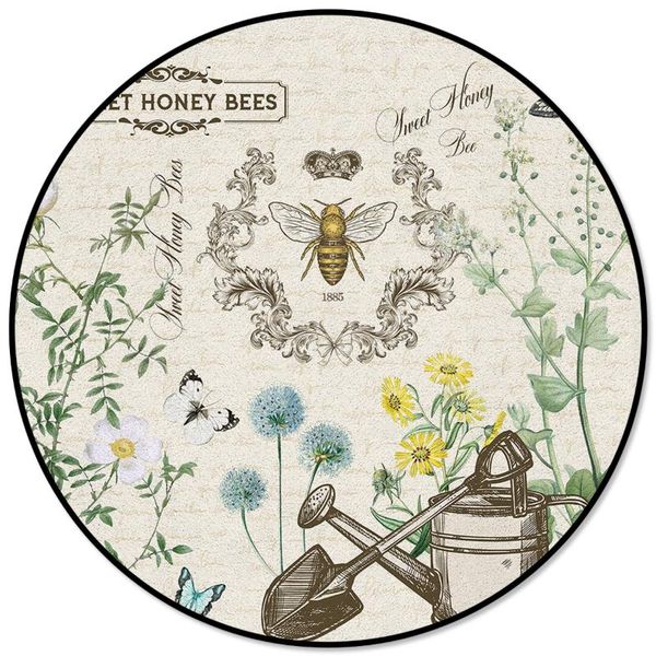 

carpets retro bee butterfly flower pattern round children area rug floor mat living room bedroom carpet coffee table
