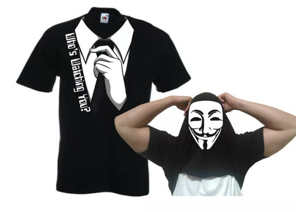 

who's watching you suit flip t-shirt - t shirt funny hacker computer anonymous, White;black