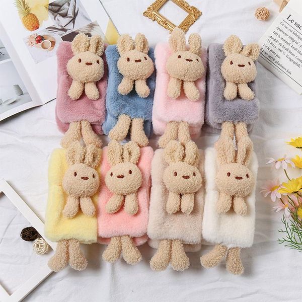 

scarves korean version solid color children's scarf sweet skin-friendly three-dimensional cartoon bear warm, Blue;gray