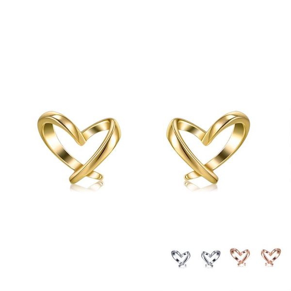

stud zemior s925 sterling silver cute heart earrings for women simple gold color tiny earring fine jewelry engagement gift, Golden;silver