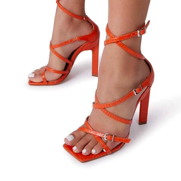 

dress shoes animal print cross buckle strap women's sandals square toe summer high heel fashion 2021, Black