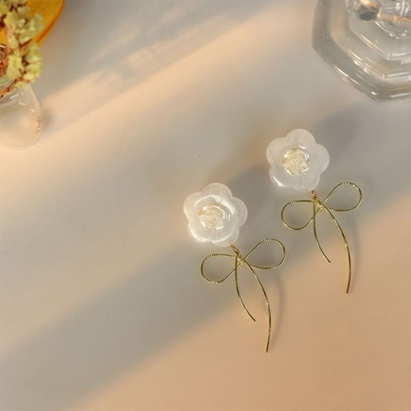 

flower, rose, earrings, white silk, Black