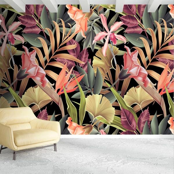 

wallpapers drop custom mural wallpaper 3d tropical plant leaves wall painting restaurant background stickers poster