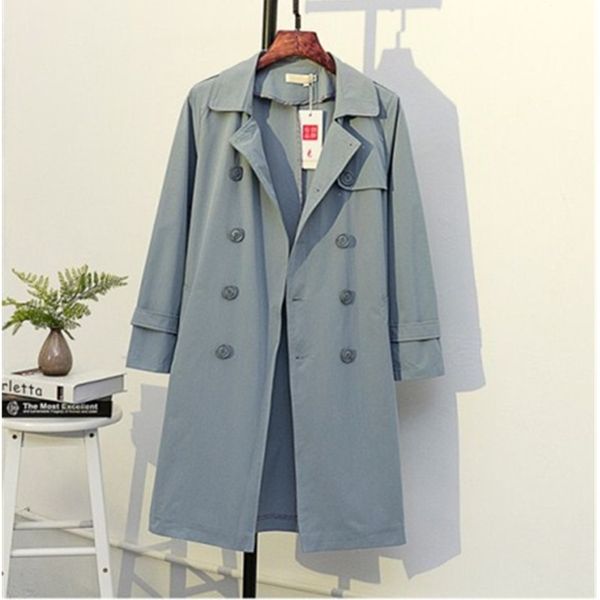 

women's trench coats 2021 plus size long sleeve women coat spring autumn double-breasted windbreaker female cozy loose casual, Tan;black