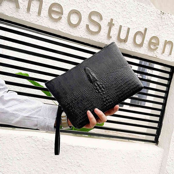 

trend simple pu crocodile letter men's and women's hand fashion dinner bag