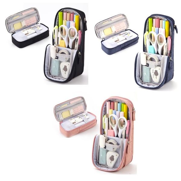

pencil bags angoo pen bag two layer foldable phone holder for stationery school