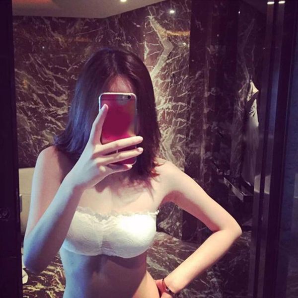 

bustiers & corsets bandeau bra summer brand strapless women's padded lace wrap tube short tanks seamless black underwear, Black;white
