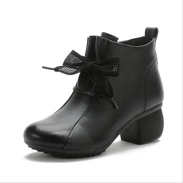 

boots 2021 fall/winter first layer cowhide and tendon bottom heel women's fashion casual leather comfortable wa, Black