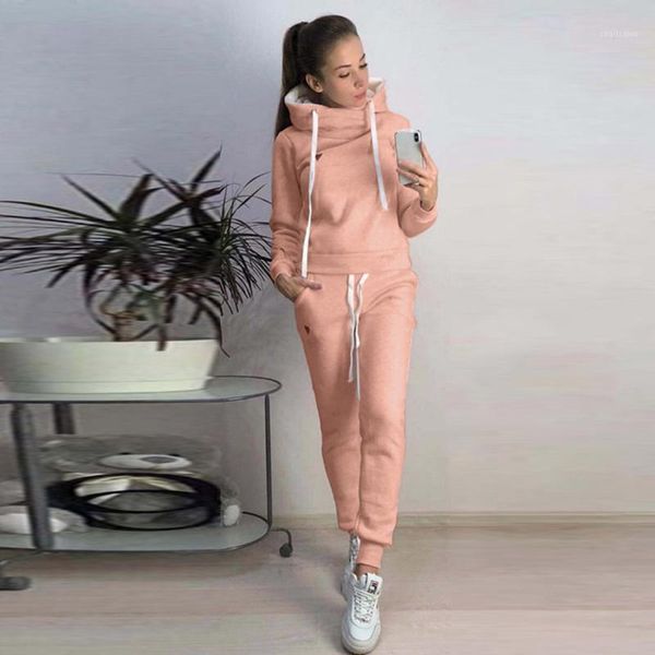

casual tracksuit women two piece set suit female hoodies and pants outfits 2021 women's clothing autumn winter sweatshirts, White