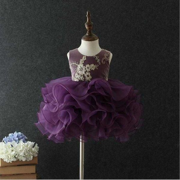 wholesale fiori vintage bambini ragazze abito da ballo torta abito bambini ricamo di alta qualità patry vestido infantil compleanno 1-5 anni 210529