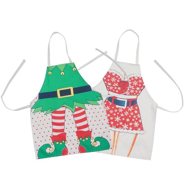 

aprons 2 pcs christmas pinafore cartoon printed kitchen sleeveless apron