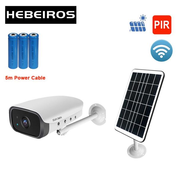 

hebeiros wireless 1080p solar power panel battery wifi camera outdoor waterproof security surveillance ip cctv 5m cable cameras