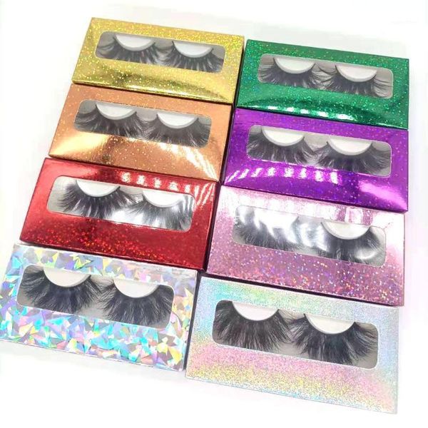 

25mm long 6d mink lashes extra length eyelashes big dramatic volumn strip thick false eyelash with glitter box1