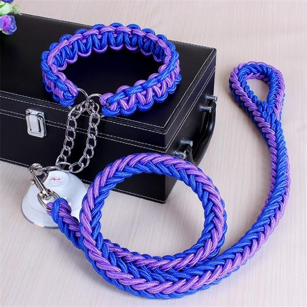 

colors 1.2m length double strand rope large dog leashes metal p chain buckle national color pet traction collar set a 11 collars &
