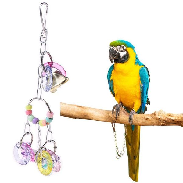 

other bird supplies pet parrot cage toys hanging chew mirror with bell for parakeet
