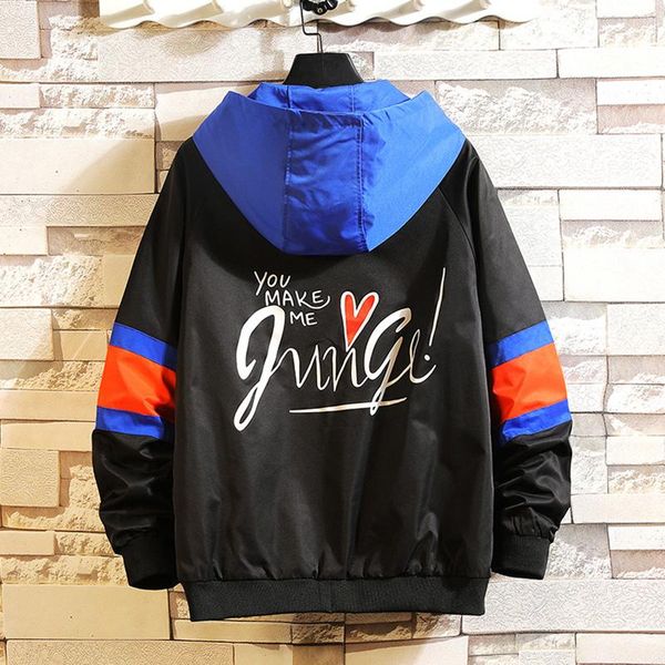 

oversized autumn hooded bomber jacket men letter printed outerwear pilot coat fashion jackets male plus size coats clothing 5xl men's, Black;brown