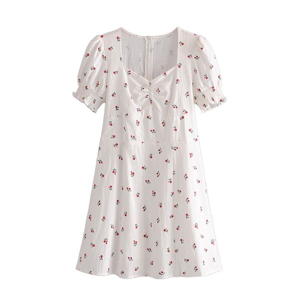 

summer women dress beige floral print short sleeve v-neck above knee female fashion clothes 210517, Black;gray