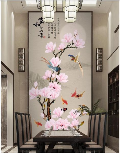 

wallpapers 3d po wallpaper custom mural chinese style magnolia flower bird fish porch home decor room for walls in rolls