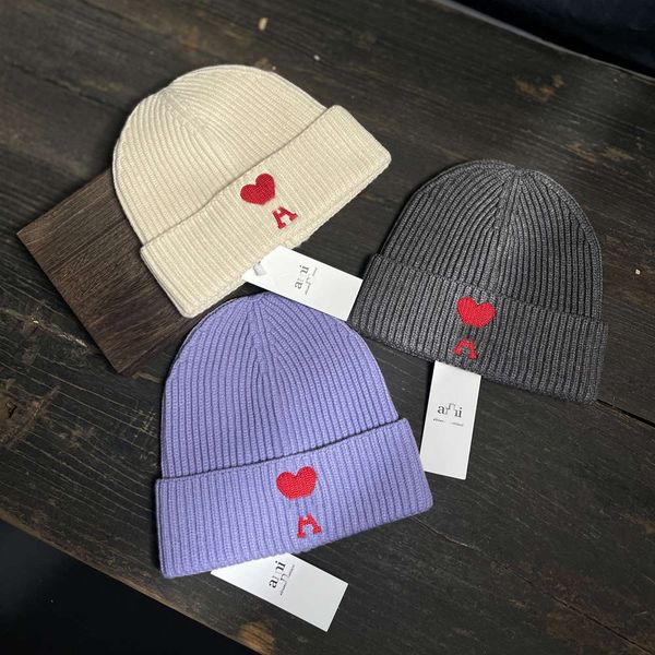 

hat french chao love a peach heart wool women's winter crimped knitted men's wool cold, Blue;gray