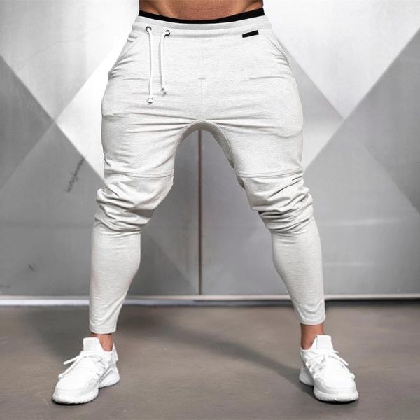

men's pants solid gym sweatpants joggers men casual trousers male fitness sport workout cotton track spring autumn sportswear, Black
