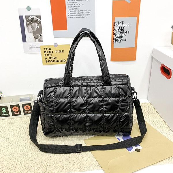 

evening bags 2021 winter shoulder bag for women handbag space pad cotton feather down fashion female large capacity crossbody
