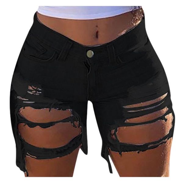 

women's jeans summer woman trendy ripped denim shorts fashion high waist street hipster clothes 2021 #t2g, Blue